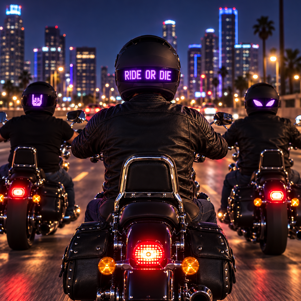🤩 Animated LED Motorcycle Helmet Display – Custom Eyes & Text Light Strip for Night Riding