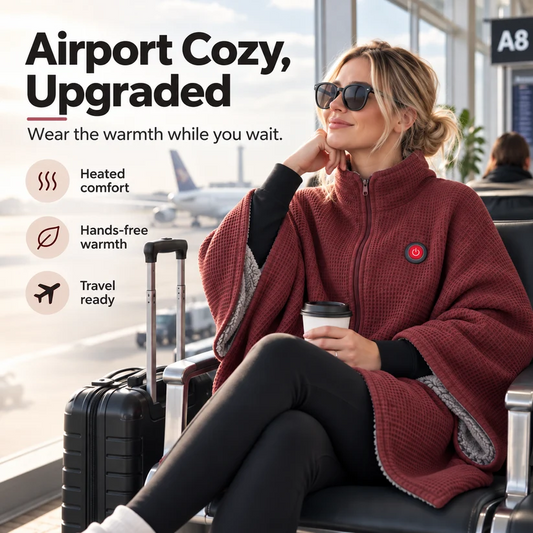 ♨️ 8-Zone Wearable Heated Blanket ❄️ – Cozy Shawl with 3 Heat Levels & USB Power