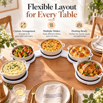 🥘Rotating Modular Food Warming Station – Easy-Serve Buffet Warmer for Family Dinners, Parties & Holiday Hosting