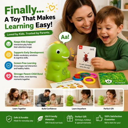 🦖 Dinosaur Talking Learning Pen with Phonics Cards – Screen-Free ABC, 123, Sight Words & Vocabulary Learning Toy for Kids