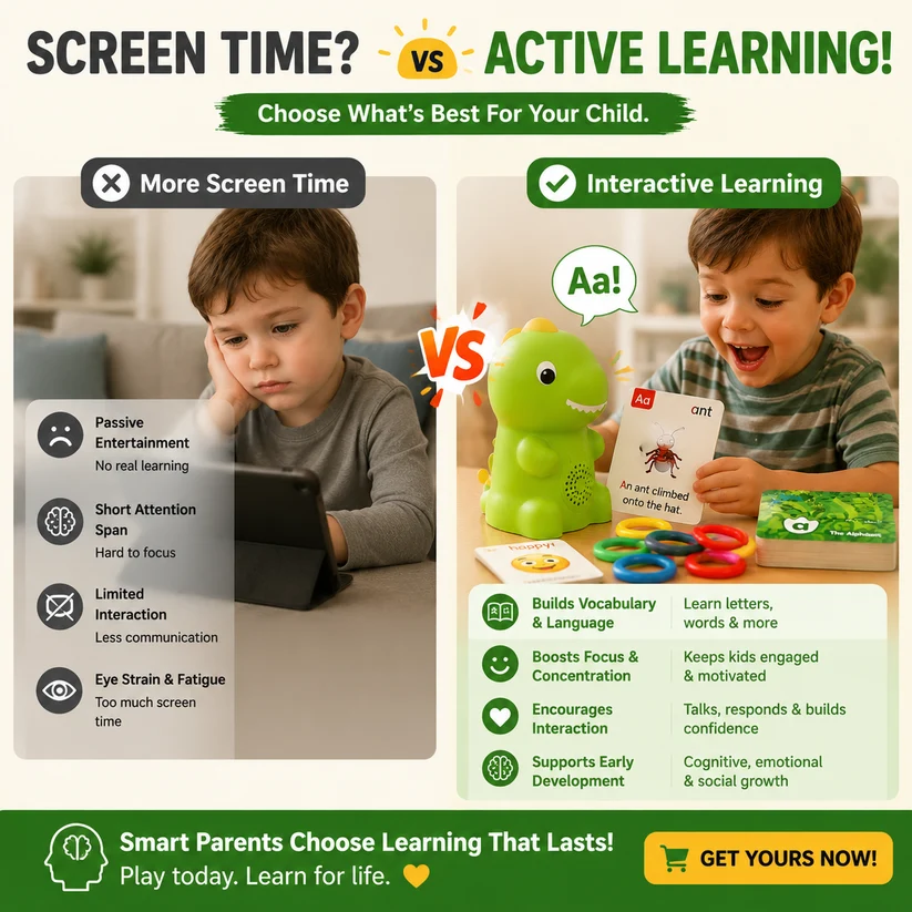 🦖 Dinosaur Talking Learning Pen with Phonics Cards – Screen-Free ABC, 123, Sight Words & Vocabulary Learning Toy for Kids