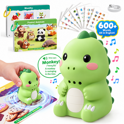 🦖 Dinosaur Talking Learning Pen with Phonics Cards – Screen-Free ABC, 123, Sight Words & Vocabulary Learning Toy for Kids