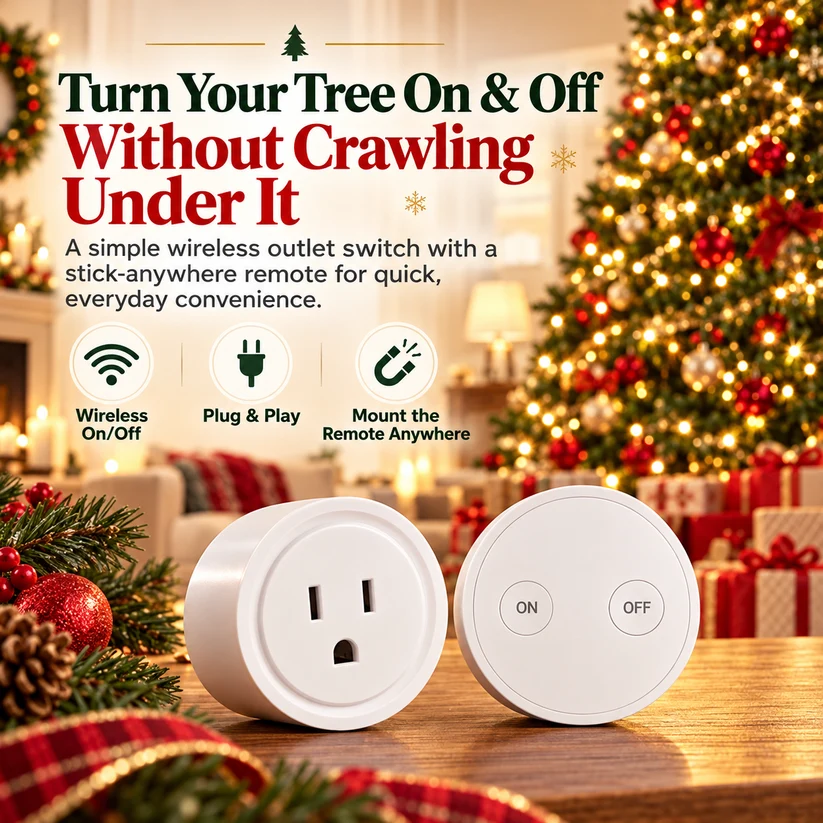 🔥Last Day 50% OFF – Wireless Remote Control Outlet Switch – Magnetic Remote for Christmas Lights & Lamps