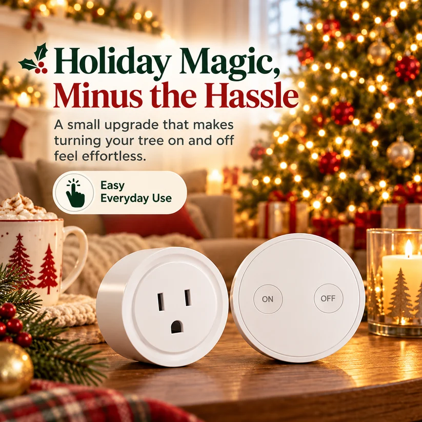 🔥Last Day 50% OFF – Wireless Remote Control Outlet Switch – Magnetic Remote for Christmas Lights & Lamps