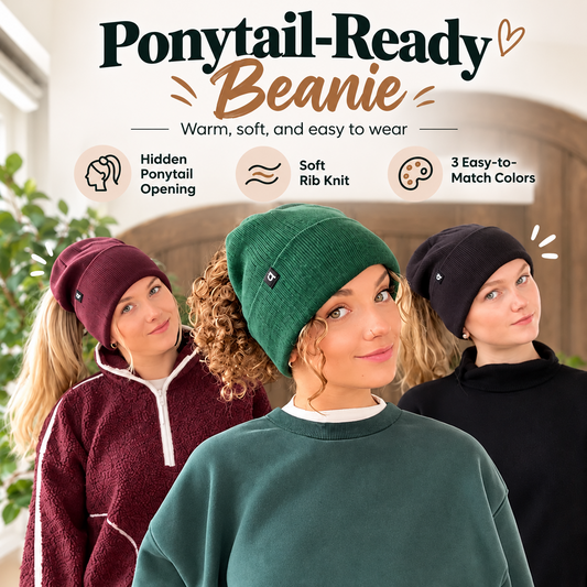 🔥Last Day 50% OFF – 🔥2-in-1-ponytail-beanie-hat-hidden – Hidden Magnetic Closure, No-Zip Winter Knit Hat ❄️