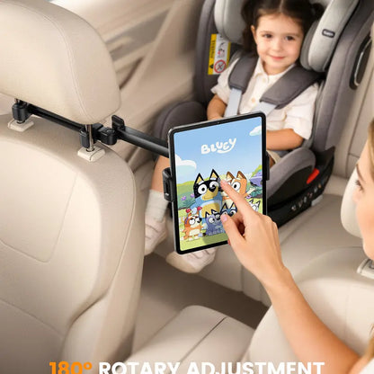 Car Headrest Tablet & Phone Holder – 360° Rotating Adjustable Mount for Kids & Road Trips