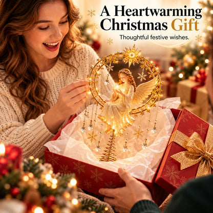 🏆Hot Sale⚡LED Angel Christmas Tree Topper – Lighted Golden Angel Holiday Decoration