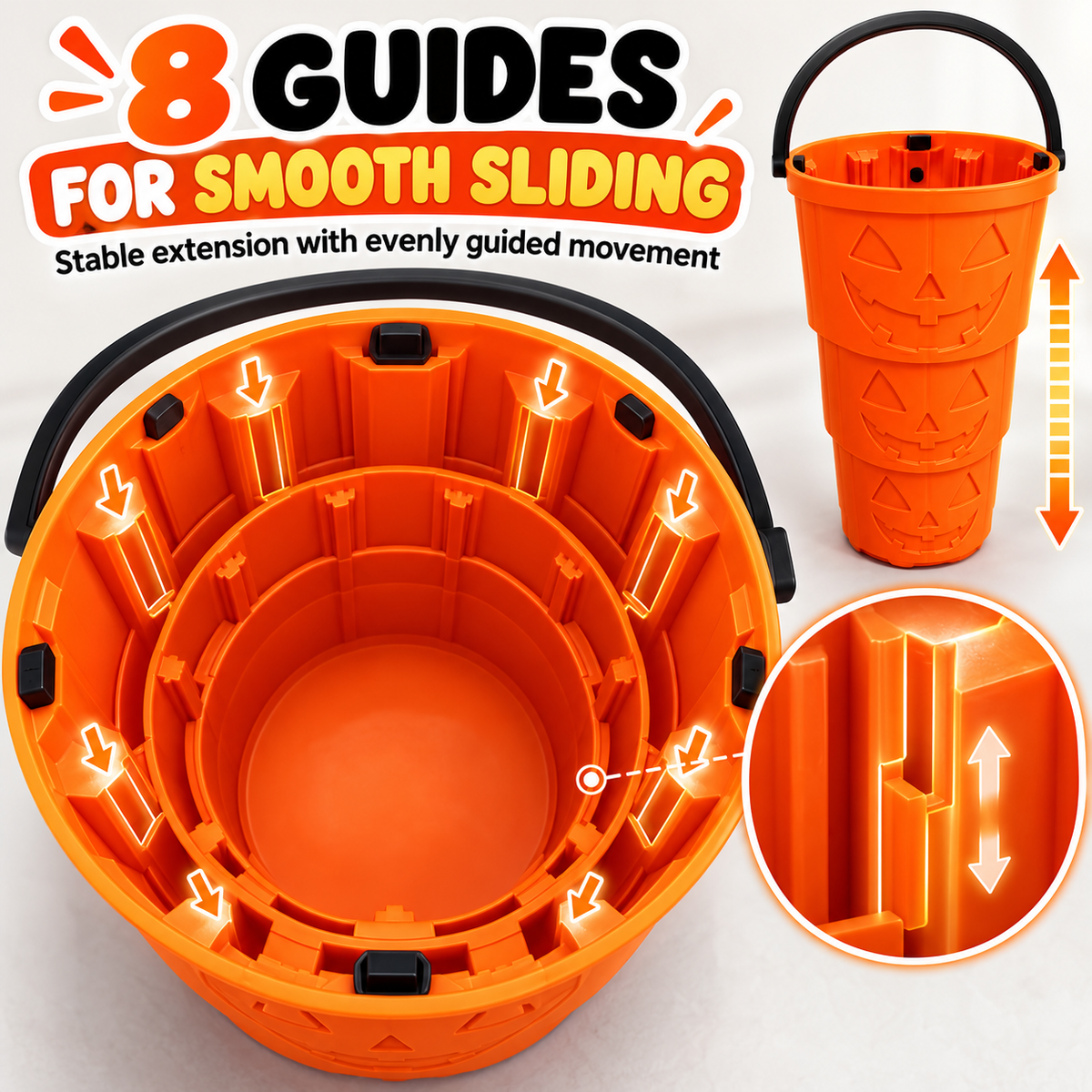 🎃Telescopic Pumpkin Halloween Bucket – Expandable 3D Printed Trick-or-Treat Container
