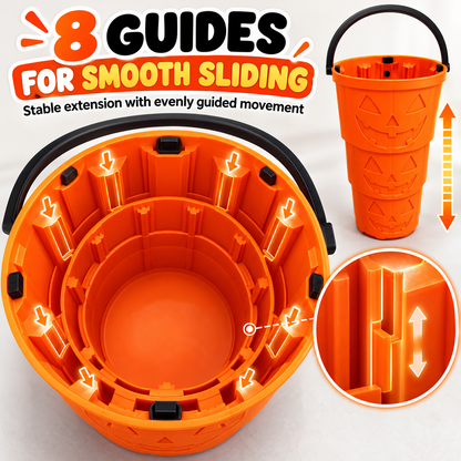 🎃Telescopic Pumpkin Halloween Bucket – Expandable 3D Printed Trick-or-Treat Container
