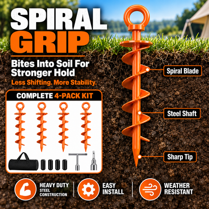 Hot sales🔥Heavy Duty 15-Inch Spiral Ground Anchors with Drill Adapter