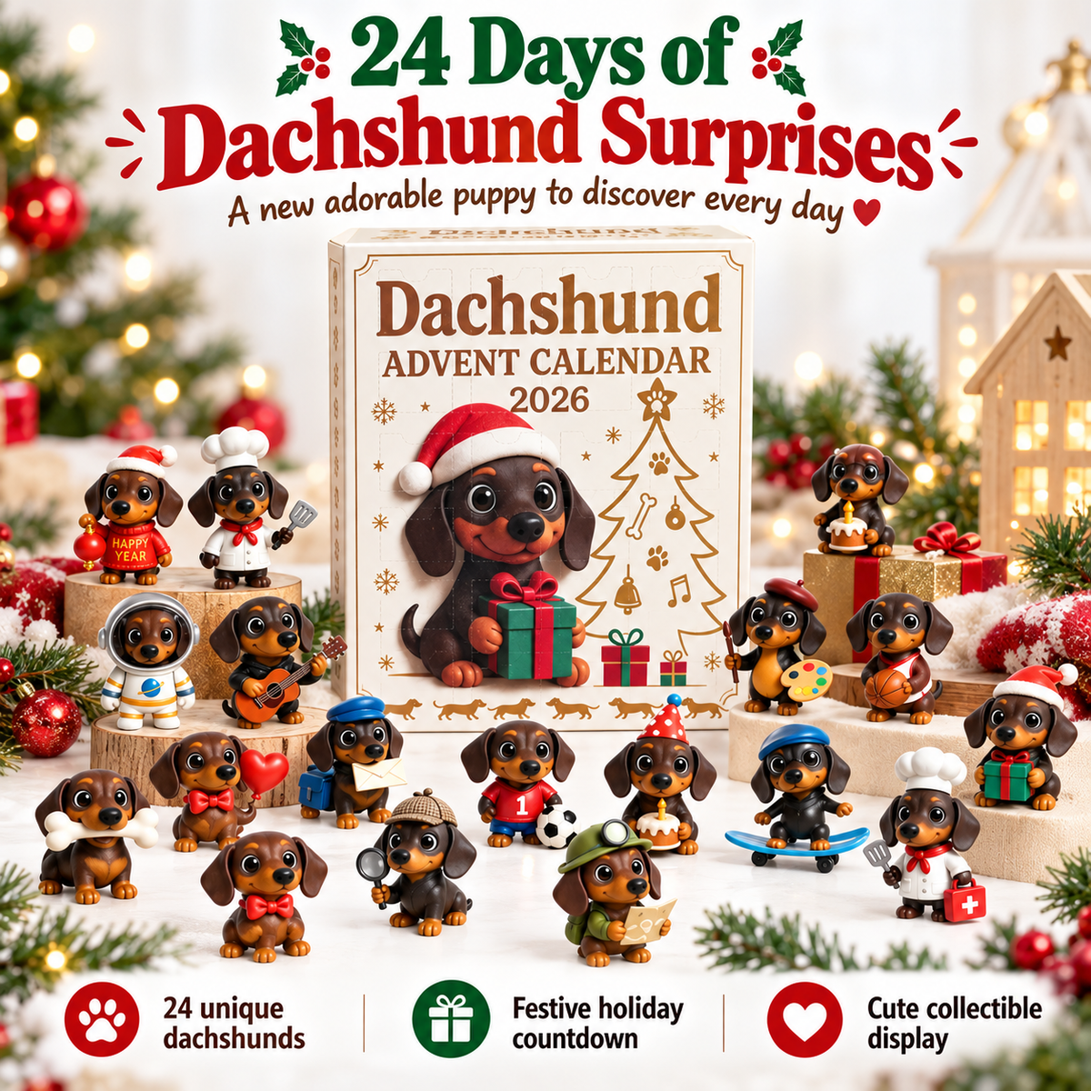 Dachshund Advent Calendar – 24 Days of Collectible Christmas Puppy Surprises