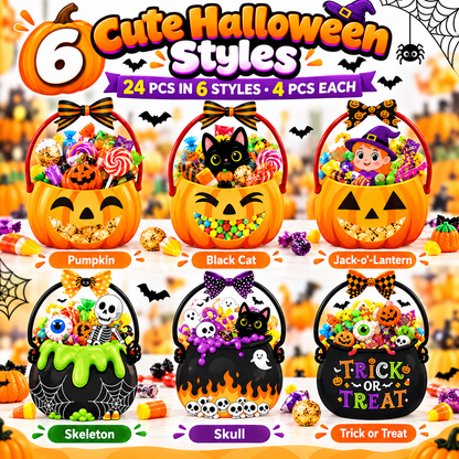 24-Pack Halloween Trick or Treat Goodie Bags – 6 Assorted Pumpkin, Witch, Skeleton & Black Cat Designs