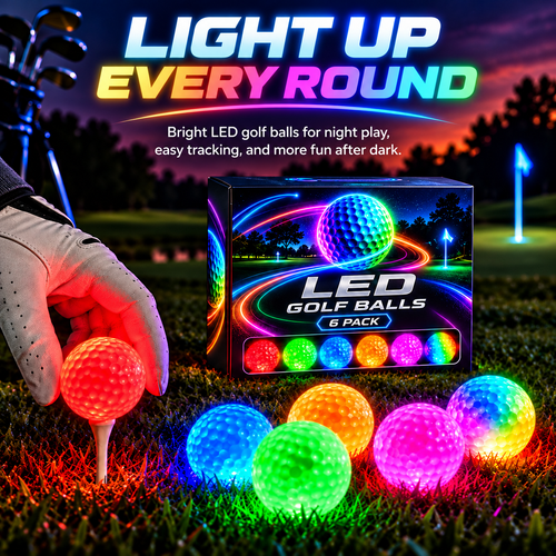 Impact-Activated LED Golf Balls 6-Pack – Multicolor Light-Up Golf Balls for Night Golf