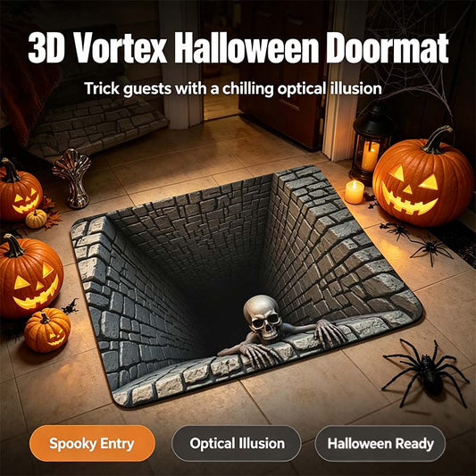 Felpudo de Halloween, Alfombra de ilusión óptica con diseño 3D de agujero, Felpudo para el hogar con estampado espeluznante 🎃