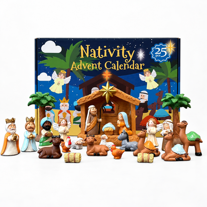 24-Day Nativity Advent Calendar – 25-Piece Christmas Nativity Scene Set for Family Holiday Countdown & Faith-Filled Gift