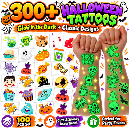 Glow-in-the-Dark Halloween Temporary Tattoos for Kids