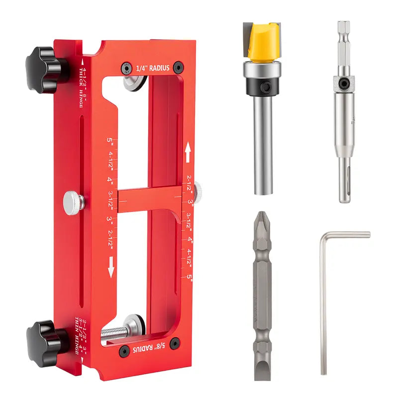 🔧 Adjustable Aluminum Door Hinge Jig Kit – Precision Mortising Template for 2.5'–5' Hinges