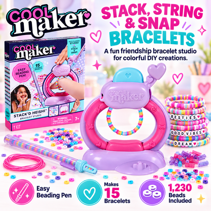 Cool Maker Stack’d Heishi Bracelet Studio – 1230-Bead Friendship Bracelet Maker Kit