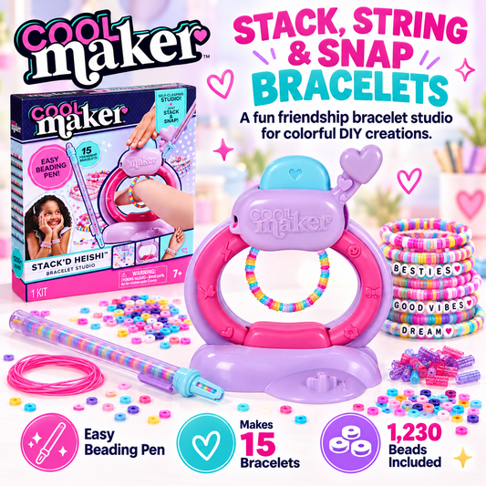 Cool Maker Stack’d Heishi Bracelet Studio – 1230-Bead Friendship Bracelet Maker Kit