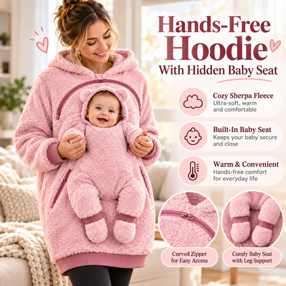 Baby Fleece Hoodie with Built-In Baby Seat – Cozy Babywearing Pullover for Moms & Dads