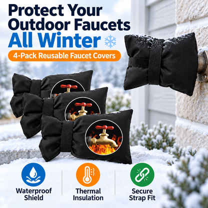 4-Pack Insulated Outdoor Faucet Covers – Reusable Winter Freeze Protection for Garden Faucets