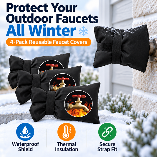 4-Pack Insulated Outdoor Faucet Covers – Reusable Winter Freeze Protection for Garden Faucets