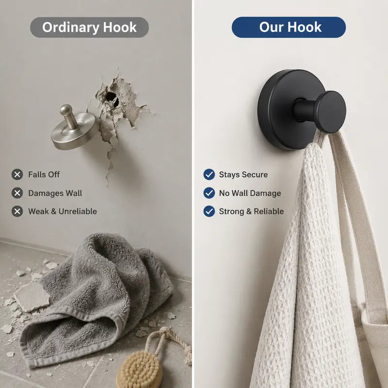 8PCS Heavy Duty Adhesive Wall Hooks – No Drill, Waterproof & Damage-Free Storage Solution