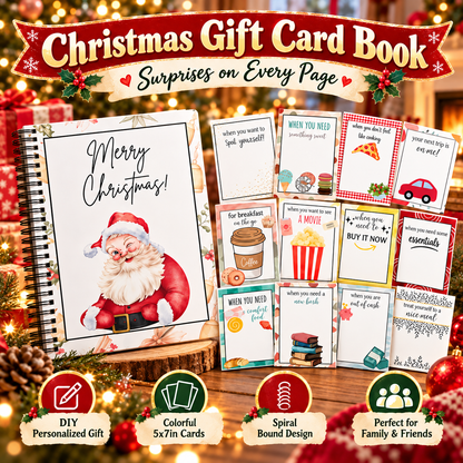 Christmas Gift Card Book – Spiral-Bound Personalized “Open When” Holiday Booklet for Gift Cards, Cash & Notes