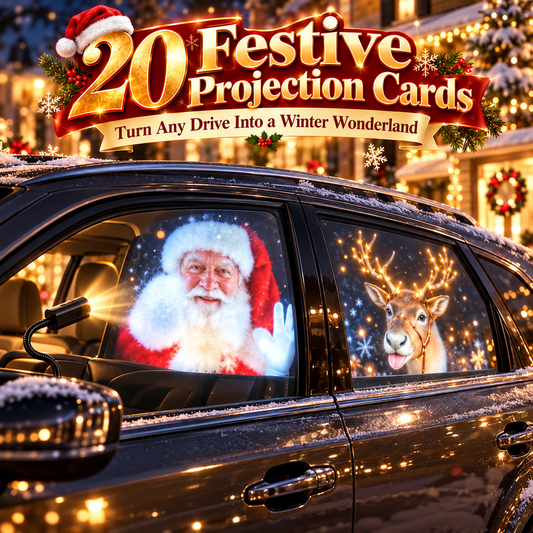 20-Pattern Christmas Car Window Projector – USB Powered Holiday Light with 360° Flexible Neck