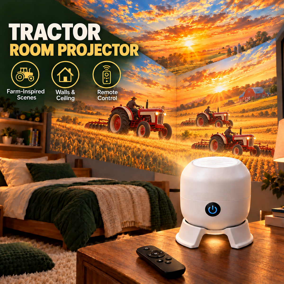 ⏳🚜 Tractor & Farm Scene Room Projector – Wall & Ceiling Décor for Tractor Lovers