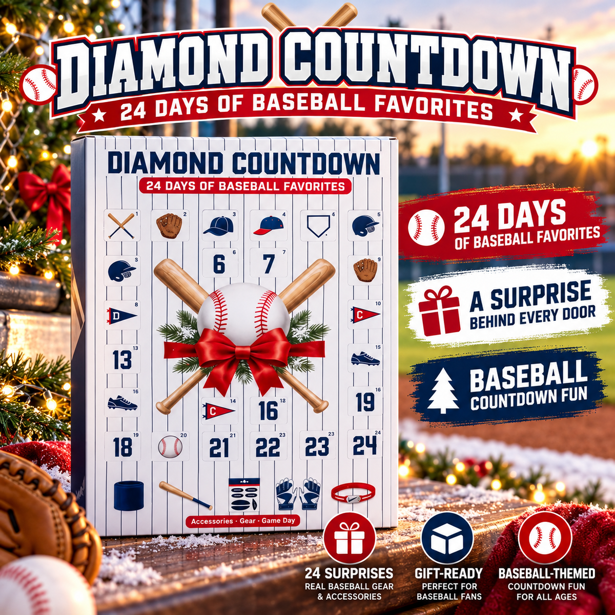 ⚾Diamond Countdown Baseball Advent Calendar – 24 Days of Baseball Surprises