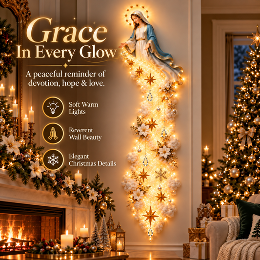 Blessed Mary Cloud Trail Wall Light – Lighted Faith-Inspired Christmas Wall Decor