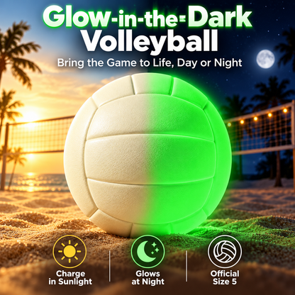 Glow-in-the-Dark Volleyball – Size 5 Light-Charged Night Volleyball for Beach, Backyard & Outdoor Play