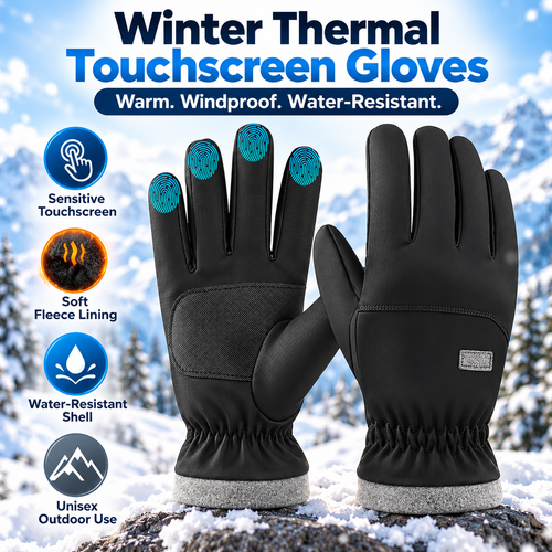 Winter Thermal Touchscreen Gloves – Water-Resistant Windproof Fleece Gloves for Driving, Skiing & Outdoor Use