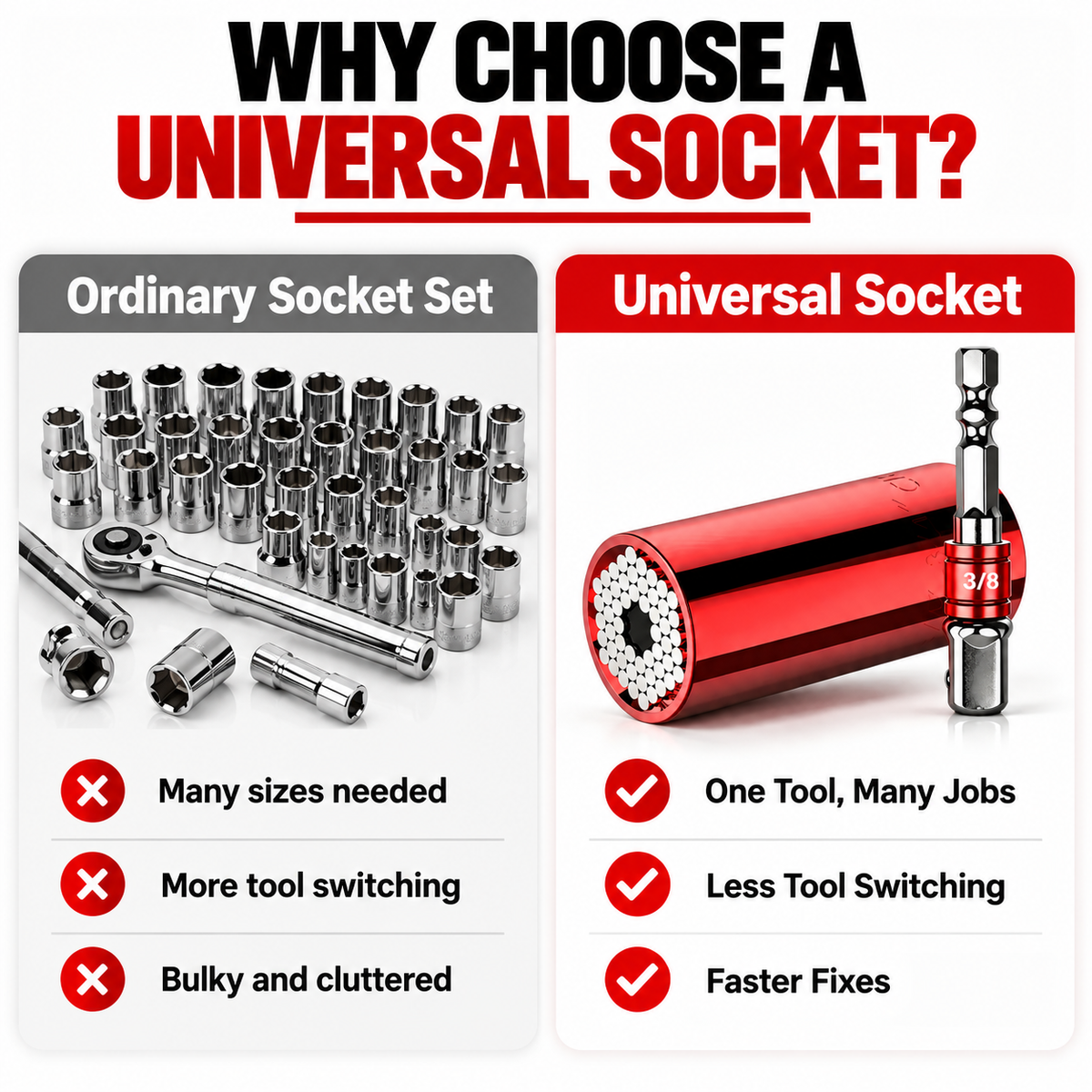 Universal Socket Tool – 7–19mm Self-Adjusting Grip Socket with Drill Adapter