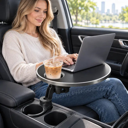 🚗 360° Swivel Car Cup Holder Tray – Adjustable Floating Table for Food, Drinks & Everyday Essentials