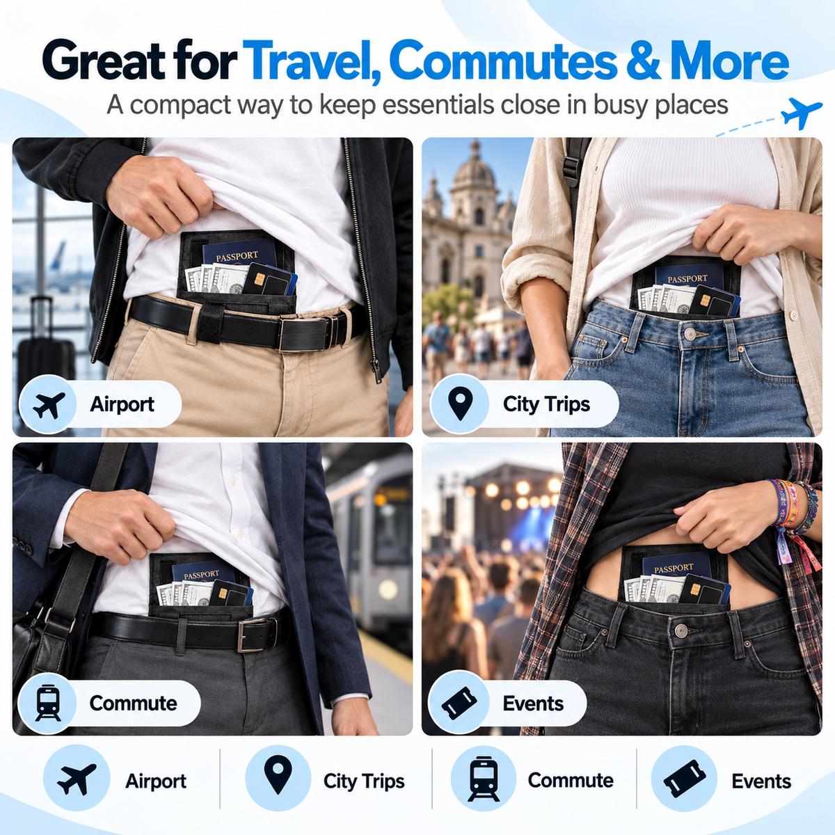 Hot sales🔥Hidden Travel Passport Pouch – Slim Belt Wallet for Cash, Cards & ID