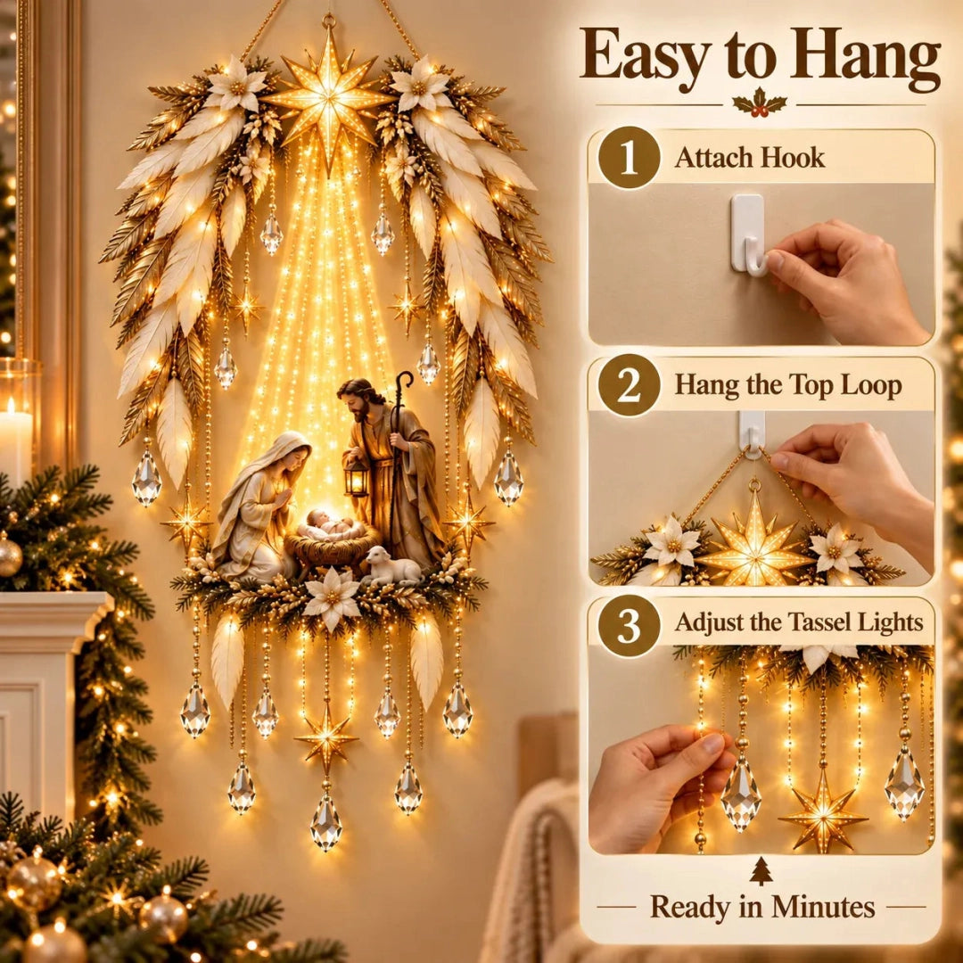 ✨Hot sales✝️ 3D Heavenly Angel Wings Nativity Light✨ – Lighted Christmas Wall Decor ✈️