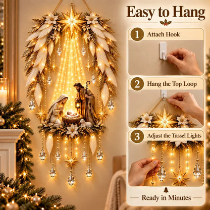 ✨Hot sales✝️ 3D Heavenly Angel Wings Nativity Light✨ – Lighted Christmas Wall Decor ✈️