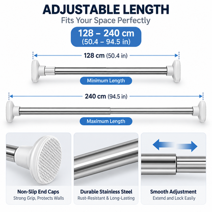 Hot sales🔥Adjustable No-Drill Tension Rod for Closets, Bathrooms & Windows