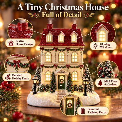 🔥Last Day 50% OFF🎄 Christmas House Aroma Diffuser – Warm Light & Gentle Mist Holiday Decor