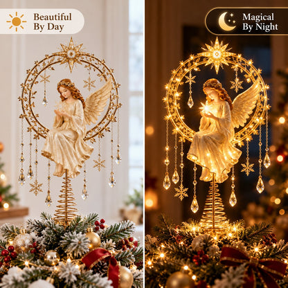 🏆Hot Sale⚡LED Angel Christmas Tree Topper – Lighted Golden Angel Holiday Decoration