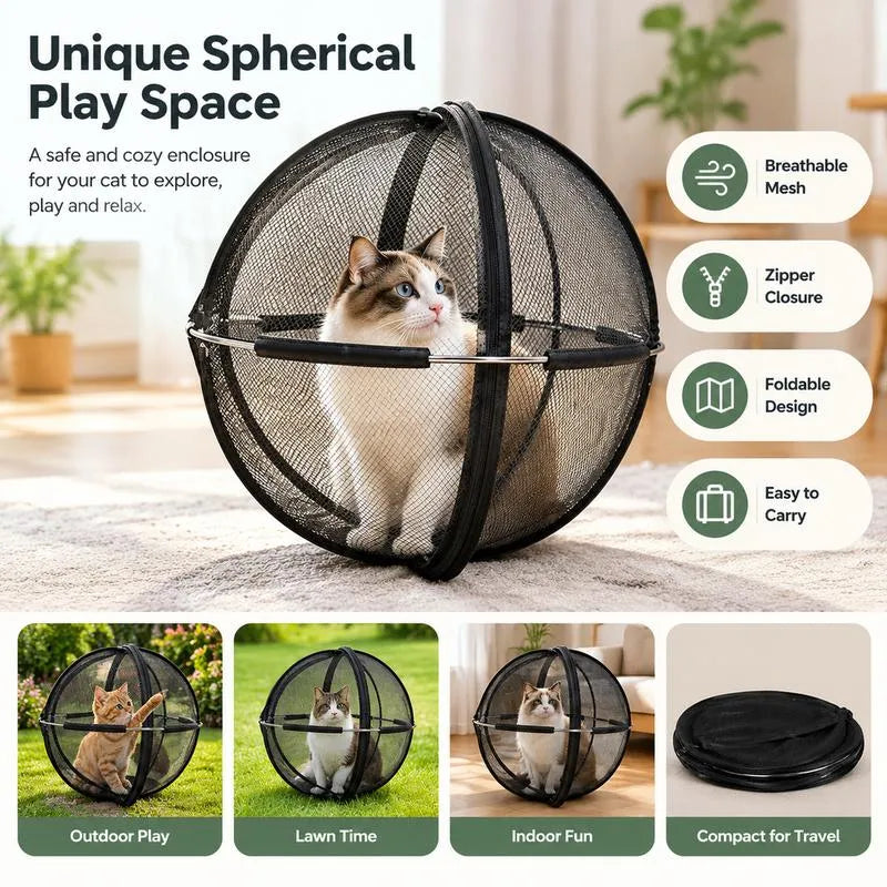 🐾✨ Portable Outdoor Cat Enclosure Mesh Ball Cat Cage– The Ultimate Safe Play & Travel Tent! 🌳🚗