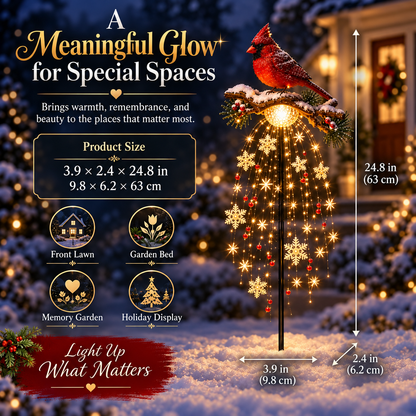 Hot sales🔥Cardinal Memory Fountain Light – Lighted Christmas Remembrance Garden Stake with Cascading Snowflakes