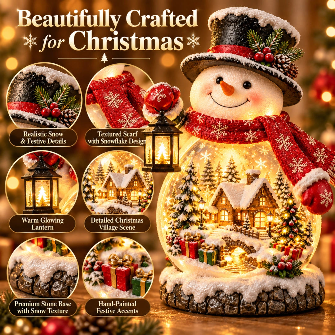 Christmas Village Snowman Glow – Lighted Holiday Tabletop Decor with Mini Winter Village Scene