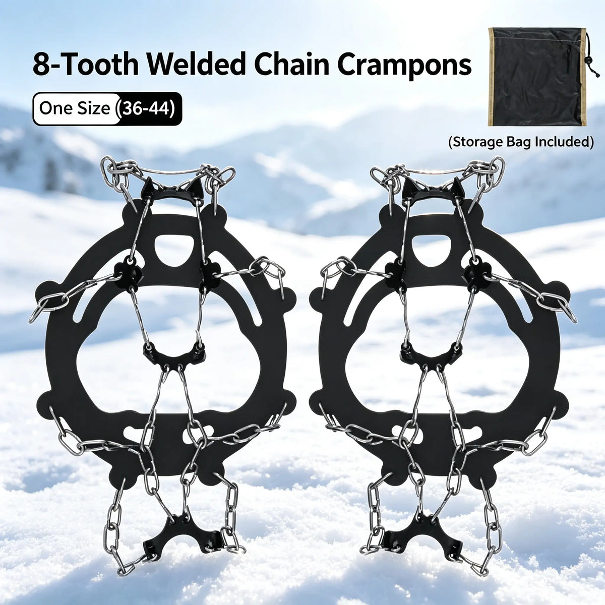 8-Spike Ice Cleats for Shoes & Boots – Stretch-Fit Anti-Slip Snow Grips for Winter Walking