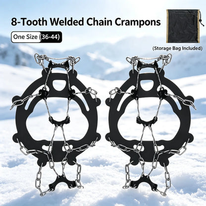 8-Spike Ice Cleats for Shoes & Boots – Stretch-Fit Anti-Slip Snow Grips for Winter Walking
