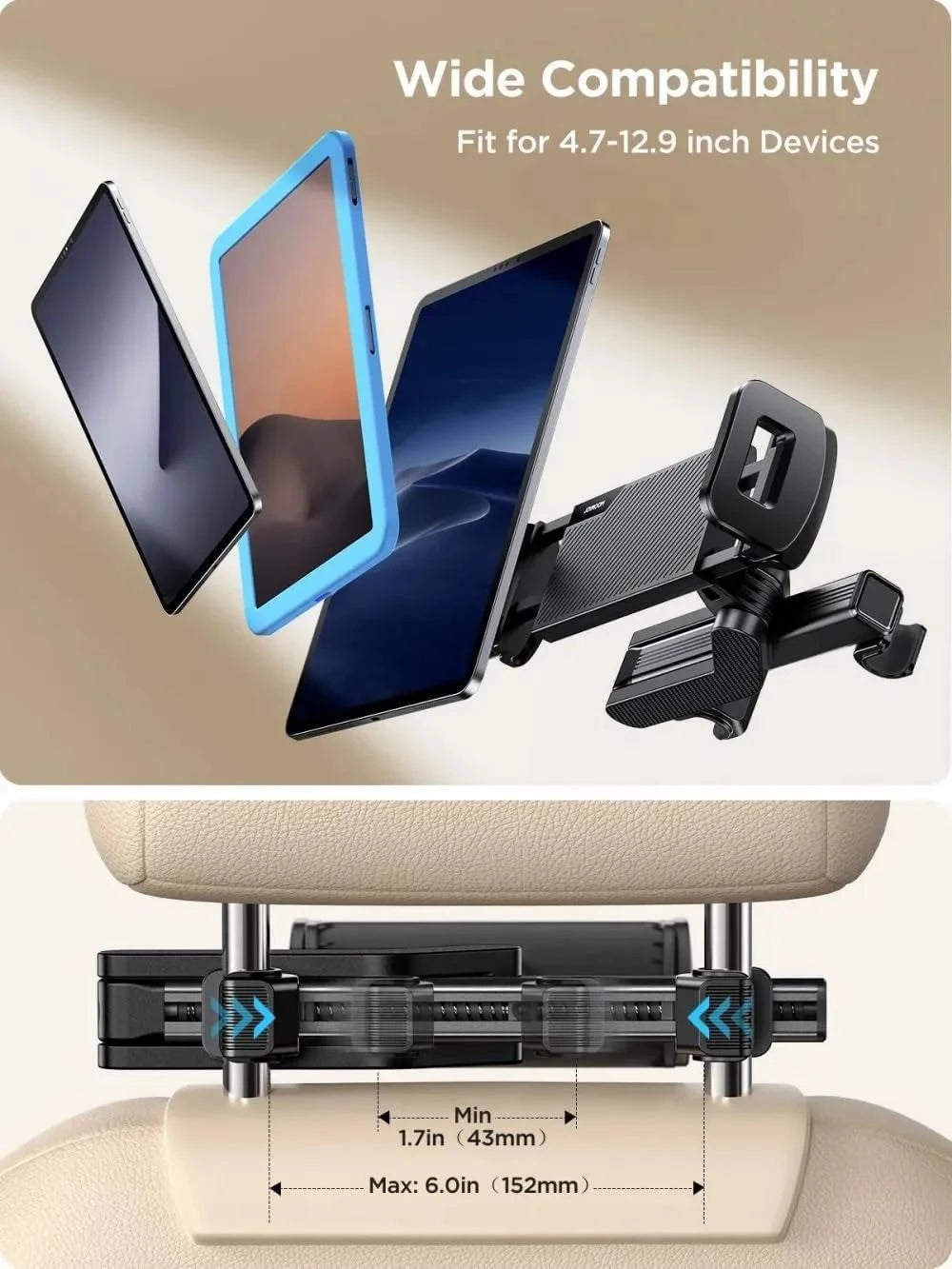 JR-ZS369 Car Headrest Tablet Holder