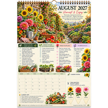 2027 Four Seasons Gardening Calendar & Monthly Planner – A4 Wall Calendar with Planting Guide, Garden Tasks & Plant Labels | TYII™
