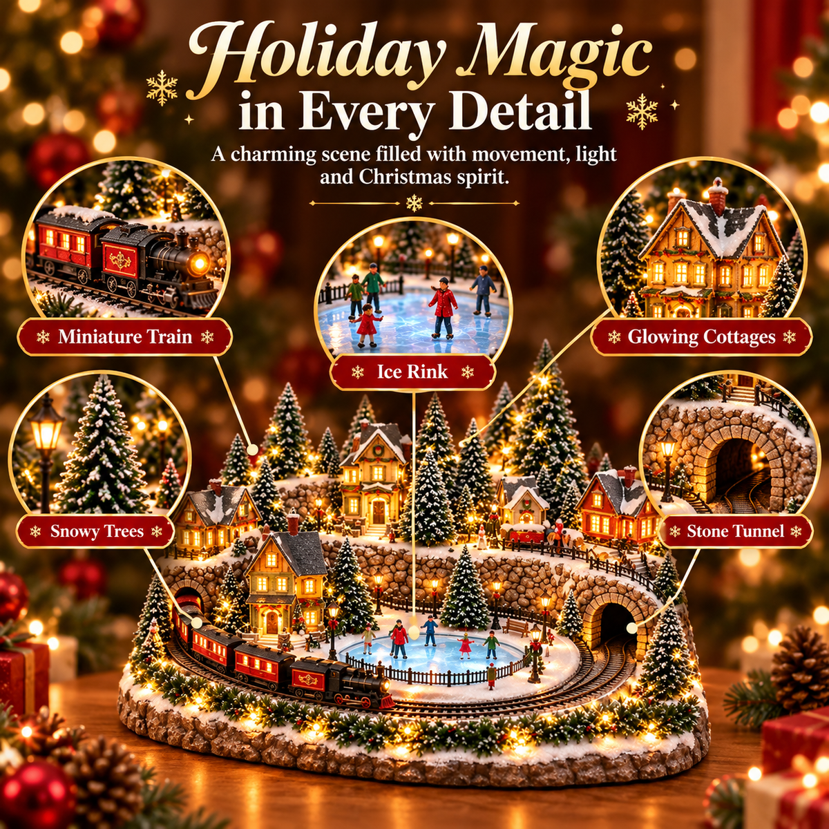 🚞 ✨49% OFF Today! ✨Magical Christmas Train & Skating Rink – Bring Holiday Magic Home!✨
